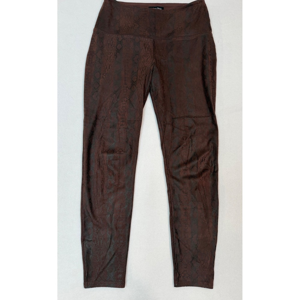 Athena Marie Brown Snakeskin Print High Waisted Leggings Small Animal Print